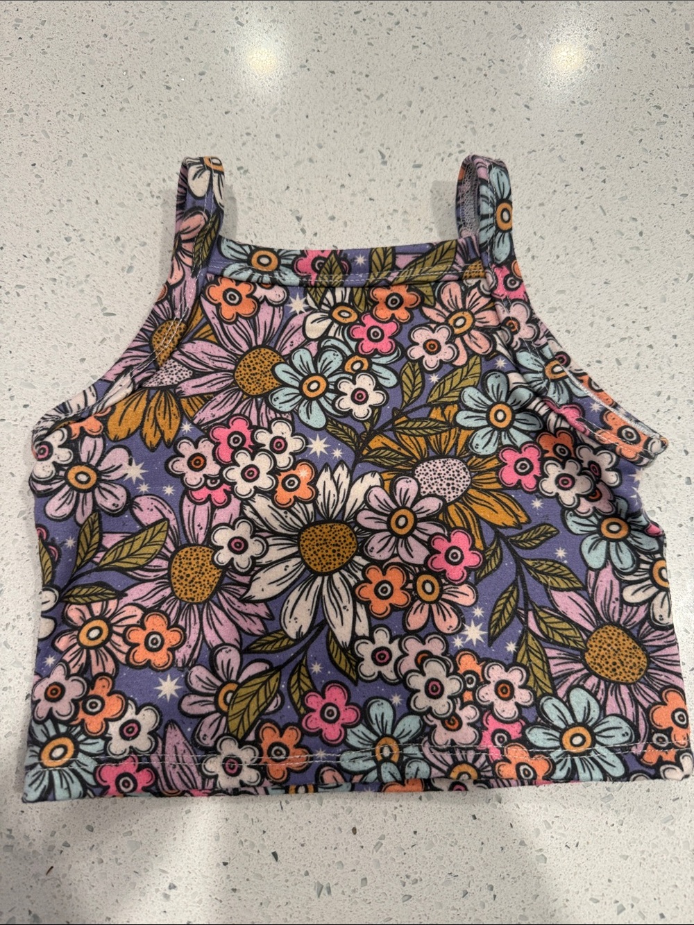 HANDMADE ! Floral Print Lavender Crop Tank Top - Toddler Girl